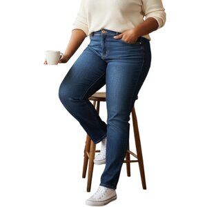 Gloria Vanderbilt 12 Amanda High Rise Straight Leg Dark Wash Stretch Blue Jeans